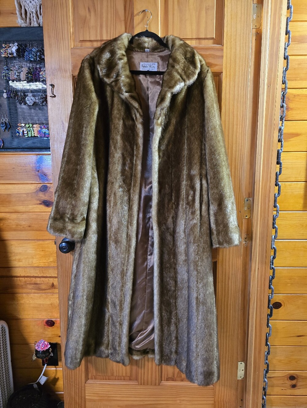 Vintage Pamela McCoy Faux Mink Full Length Coat Large